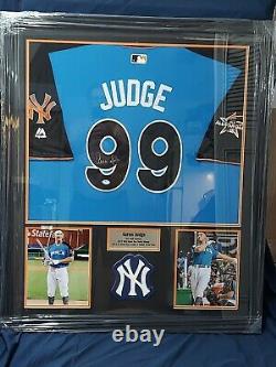 NY Yankee Aaron Judge Signed Home Run Jersey Framed PSA/DNA COA