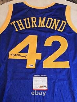 Nate Thurmond Autographed/Signed Jersey PSA/DNA COA Blue Custom Jersey