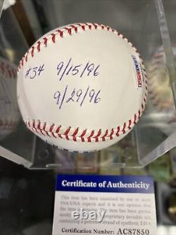 Nolan Ryan Signed Heavily Inscribed STAT Baseball PSA DNA COA #'d 45/250