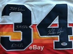 Nolan Ryan Signed Houston Astros Jersey withInscribed Career Stats PSA/DNA COA