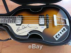 Paul McCartney signed Hofner bass guitar PSA/DNA coa + Proof! Beatles autograph