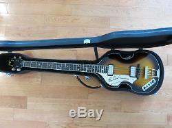 Paul McCartney signed Hofner bass guitar PSA/DNA coa + Proof! Beatles autograph