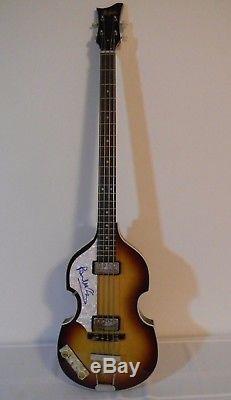 Paul Mccartney Autographed Left Handed Hofner Bass Guitar Epperson/psa/dna Coa