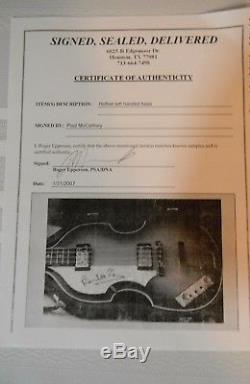 Paul Mccartney Autographed Left Handed Hofner Bass Guitar Epperson/psa/dna Coa