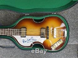 Paul Mccartney Autographed Left Handed Hofner Bass Guitar Epperson/psa/dna Coa