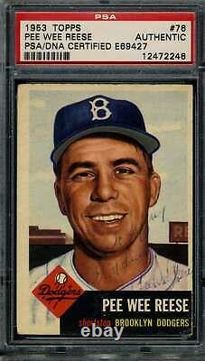 Pee Wee Reese PSA DNA Coa Vintage Signed 1953 Topps Autograph