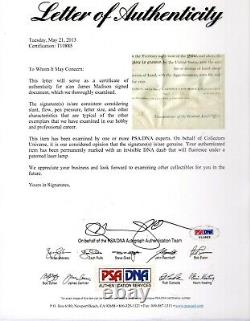 President James Madison Signed Land Grant 1817 Autographed PSA/DNA COA LOA Frame