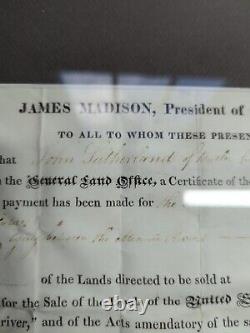 President James Madison Signed Land Grant 1817 Autographed PSA/DNA COA LOA Frame