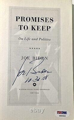 President Joe Biden signed Book promises to keep dated Rare Psa Dna coa