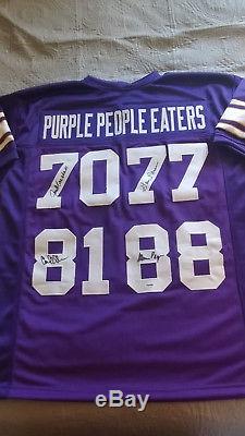 Purple People Eaters Autographed Minnesota Vikings Football Jersey, COA/PSA-DNA
