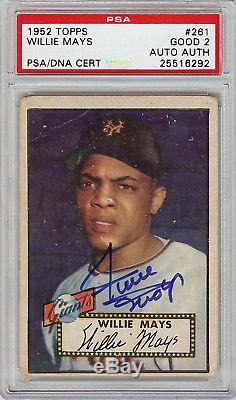RARE 1952 Topps Willie Mays #261 Signed Autographed Rookie Card PSA DNA COA