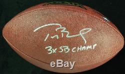 Rare Tom Brady Signed Super Football Inscribed 3X SB Champ PSA DNA & JSA COA