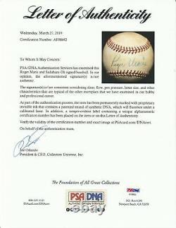 Roger Maris & Sadaharu Oh Dual Signed Autographed Baseball PSA DNA COA