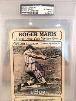 Roger Maris Signed Card From His Beer Distribution Company PSA DNA COA Autograph