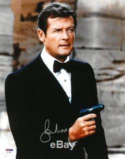 Roger Moore Signed James Bond Authentic Autographed 11x14 Photo PSA/DNA COA