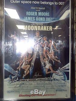 Roger Moore Signed James Bond Moonraker 24x36 Movie Poster Auto PSA/DNA COA