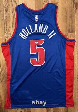 Ron Holland Signed Autographed Detroit Pistons Jersey PSA/DNA COA