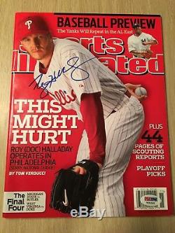 Roy Halladay Signed Sports Illustrated Mint No Label Phillies 4/5/10 Psa/dna Coa