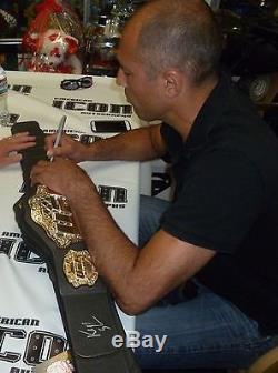 Royce Gracie & Ken Shamrock Signed Toy UFC Championship Belt PSA/DNA COA 1 2 4 5