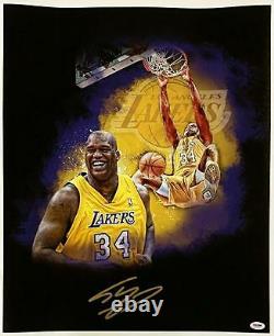 SHAQUILLE O'NEAL Signed 18x24 Canvas Photo LAKERS HOF Shaq Auto PSA/DNA COA