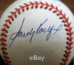 Sandy Koufax Nolan Ryan Bob Feller Triple HOF Signed ONL Baseball PSA/DNA COA