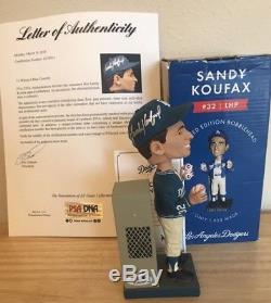 Sandy Koufax Signed Bobblehead Limited Edition Dodgers Coa Letter Psa/dna