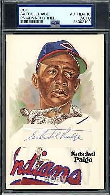 Satchel Paige PSA DNA Coa Signed Perez Steele Postcard Cut Autograph