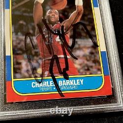 Signed 1986-87 Fleer Charles Barkley Autograph Rookie Card Psa/dna Coa Auto Rc