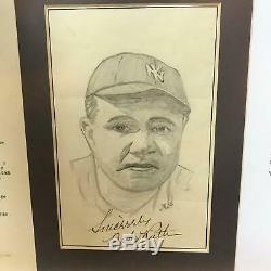Stunning Babe Ruth Signed Autographed Original Art Photo Drawing PSA DNA COA