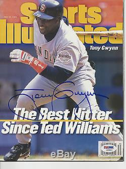 TONY GWYNN (Padres) Signed SPORTS ILLUSTRATED with PSA/DNA COA (NO Label)