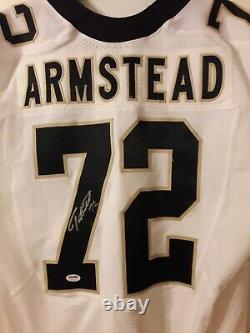 Terron Armstead NEW ORLEANS SAINTS SIGNED WHITE GAME ISSUED JERSEY W PSA/DNA COA