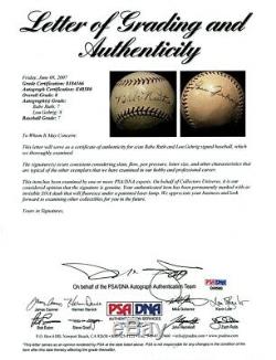The Finest Babe Ruth & Lou Gehrig Signed Baseball PSA DNA N Mint 8 & JSA COA