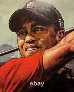 Tiger Woods Tee Off Limited Edition Stephen Holland Painting PSA/DNA COA