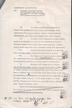 Tina & Ike Turner + Phil Spector 1967 Original Contract Signed PSA/DNA COA RARE