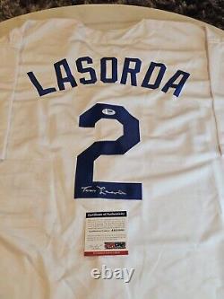 Tom Lasorda Autographed/Signed Jersey PSA/DNA COA White Custom Jersey Tommy