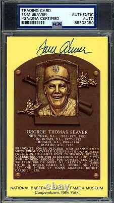 Tom Seaver PSA DNA Coa Signed Gold Hall of Fame Plaque Autograph