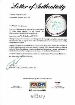 Ty Cobb Single Signed Autographed National League Baseball With PSA DNA COA