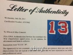 WILT CHAMBERLAIN Autographed Blue Phila Jersey #13 H. O. F 78 with PSA/DNA COA