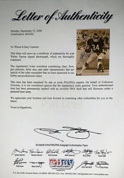 Walter Payton Autographed 8x10 Photo & Chicago Bears Jersey Psa Dna Coa Framed
