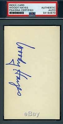 Woody Hayes OHIO STATE PSA DNA Coa Autograph Hand Signed 3x5 Index Card