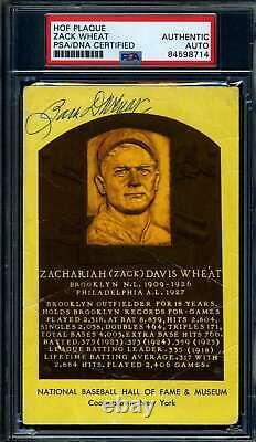 Zack Wheat PSA DNA Coa Signed Gold HOF Postcard Autograph