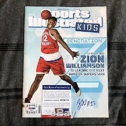 Zion Williamson Signed Sports Illustrated Kids Duke Blue Devils STUD PSA DNA COA